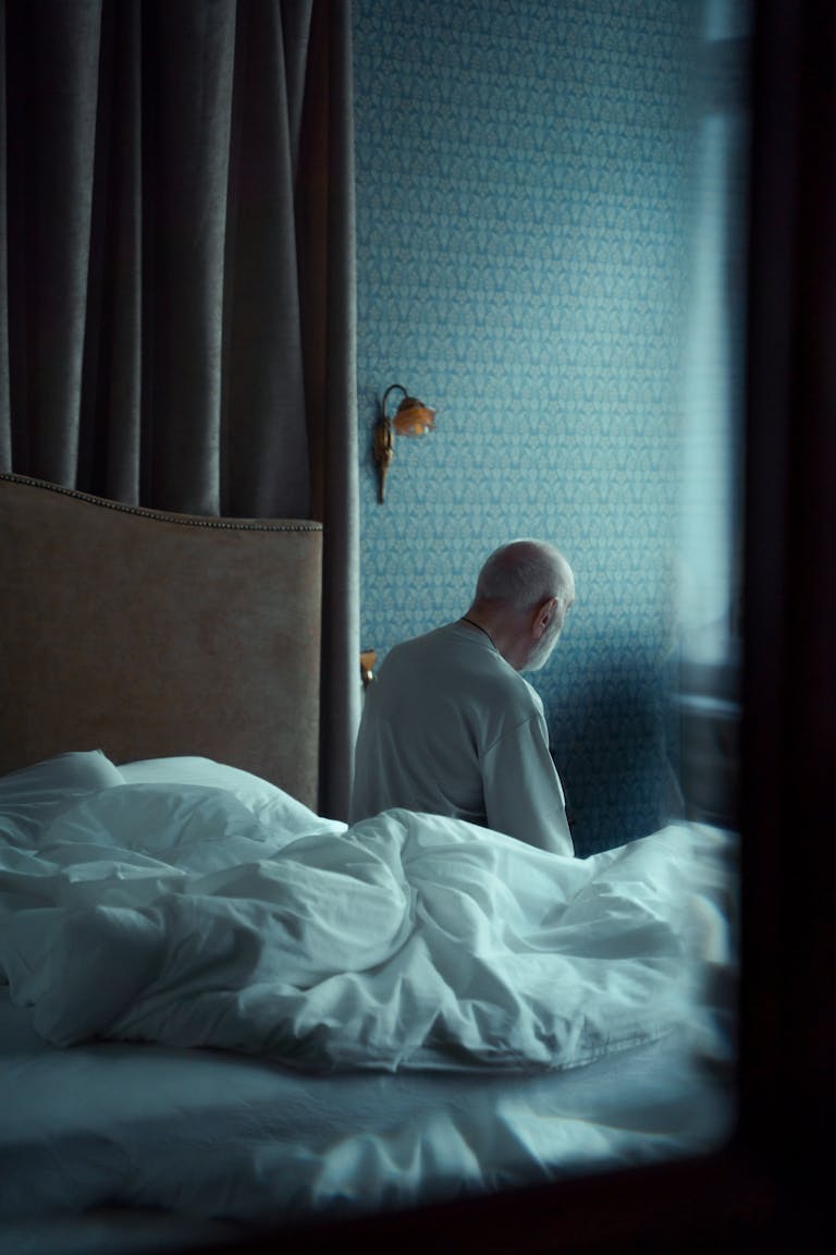 An elderly person with dementia resting peacefully